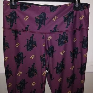 PINK Victoria's Secret Purple Leggings with Black Panther Print